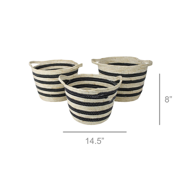 Bayou Breeze Striped Seagrass Basket Set Wayfair Canada